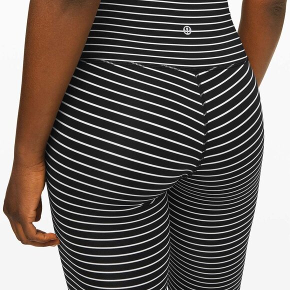 Lululemon Wunder Under Crop (HR) *Luxtreme 21" Parallel Stripe Bl/Wh NWTags - Picture 1 of 9